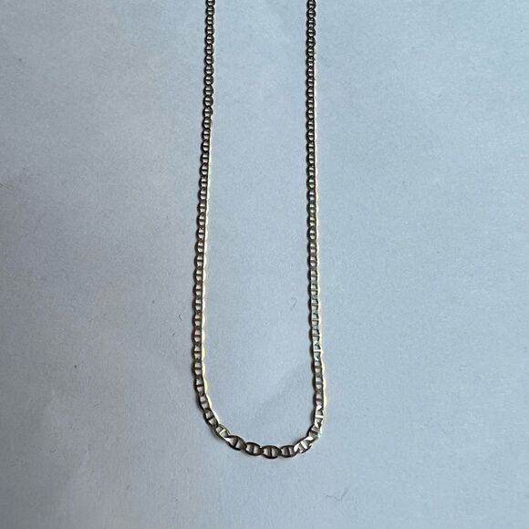 14k Real Gold 1.4mm Flat Mariner Chain necklace16” |Italian chain | Italian Gold - Picture 7 of 9